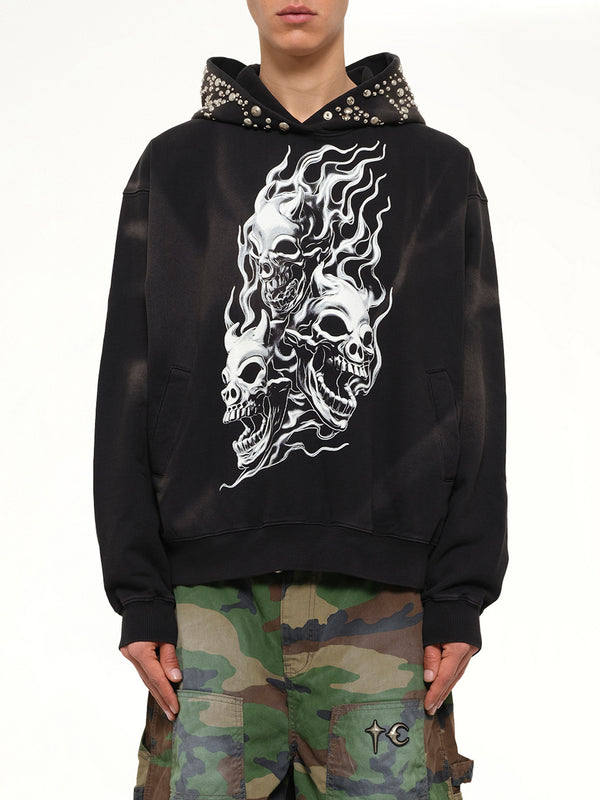Hotheaded Riding Skull Hoodie in Black