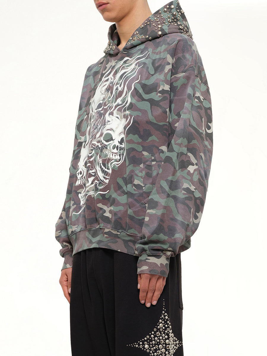 Hotheaded Riding Skull Hoodie in Camo