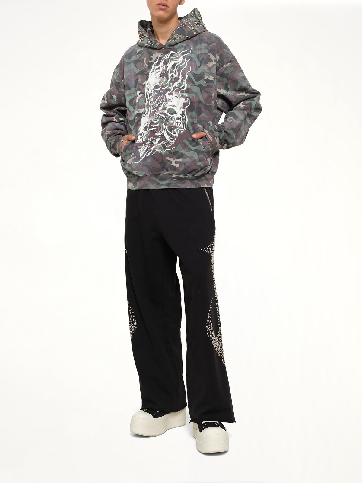 Hotheaded Riding Skull Hoodie in Camo