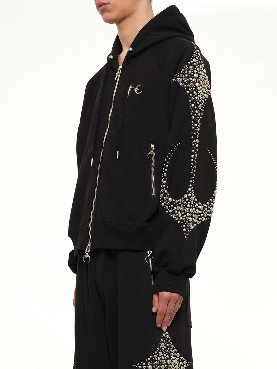 Iron Steel Focus Zip-Up Hoodie in Black