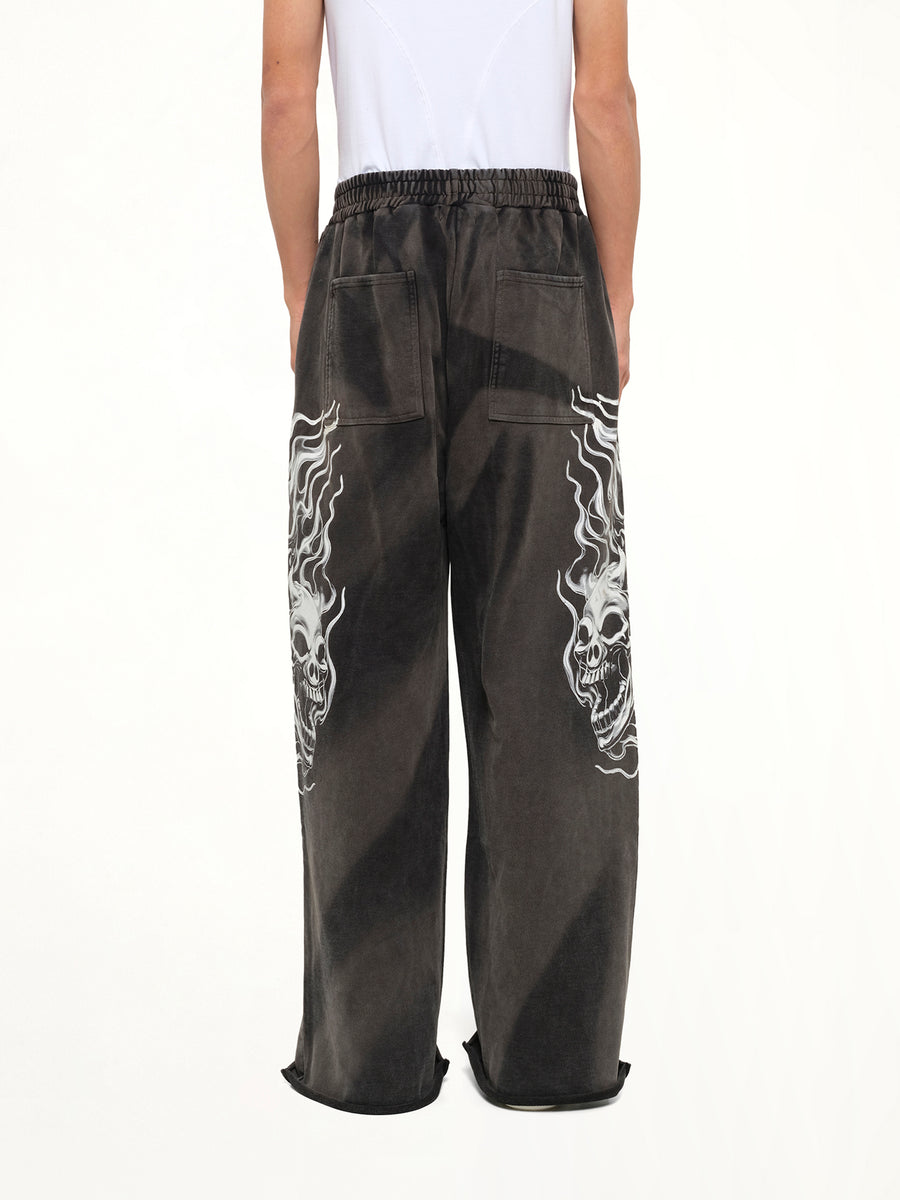Six Riding Skull Sweatpants in Black