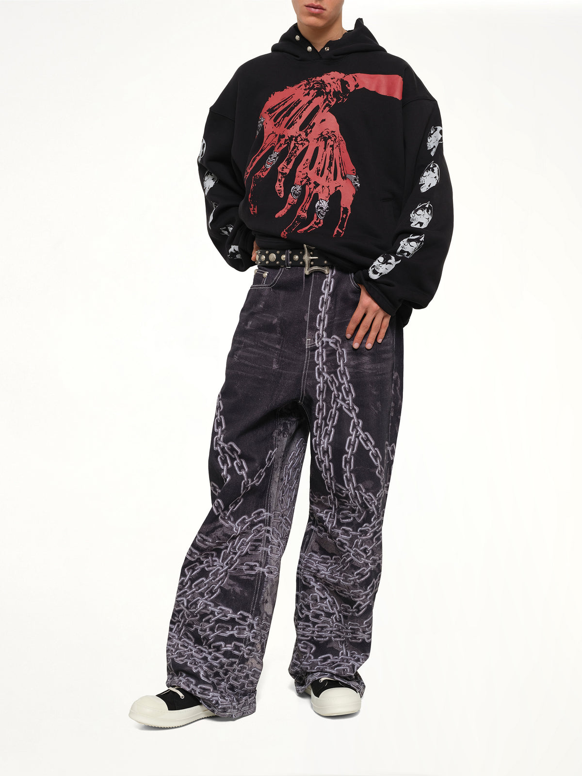 TC Bone Cross Hoodie in Black