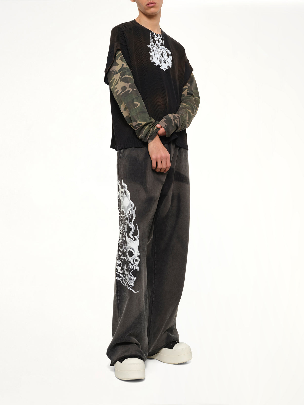 TC Hellfire Layered T-Shirt in Camo/Black