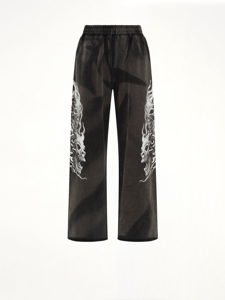 Six Riding Skull Sweatpants in Black