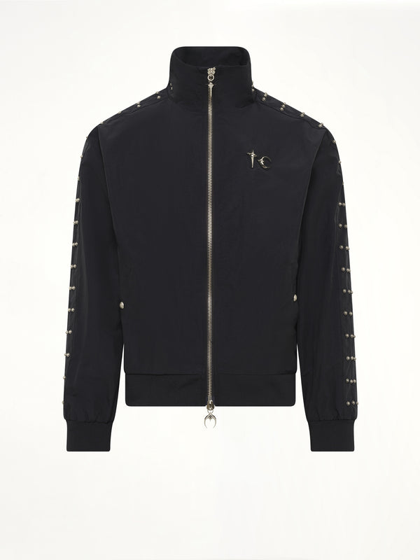 Triple Line Stud Track Jacket in Black