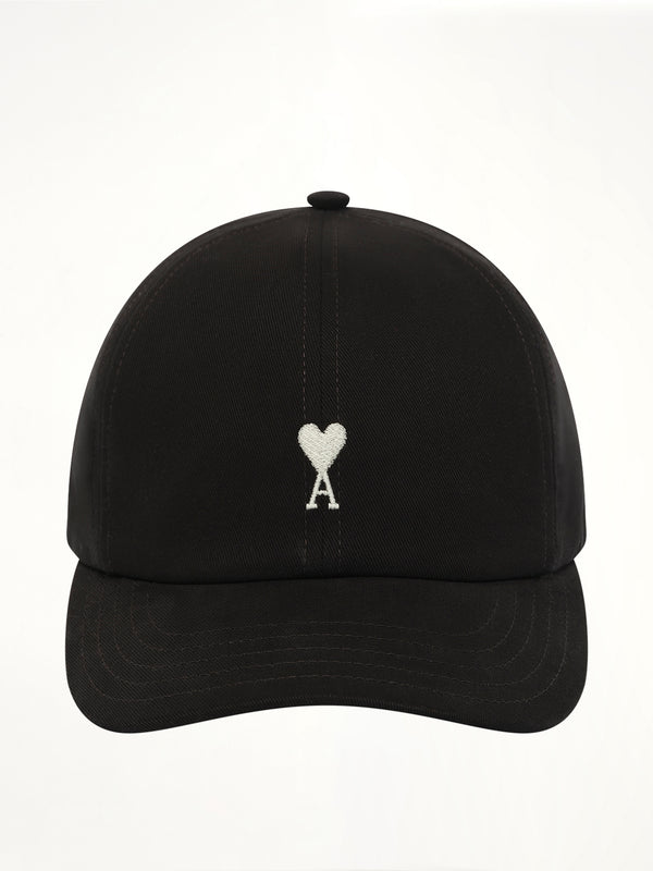 Contrast Ami De Coeur Embroidery Cap in Black