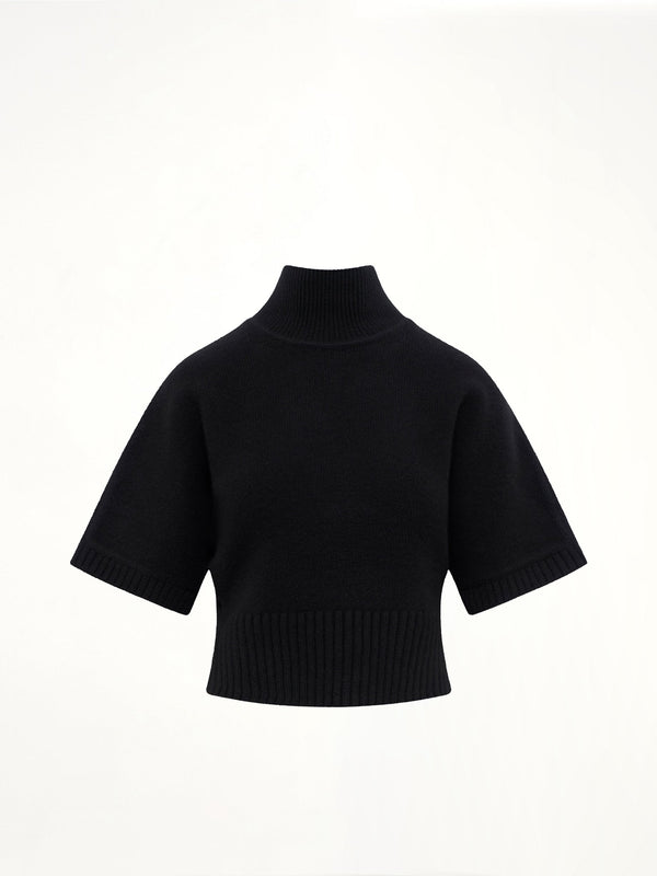 Cashmere Knit High Neck Jumper in Black