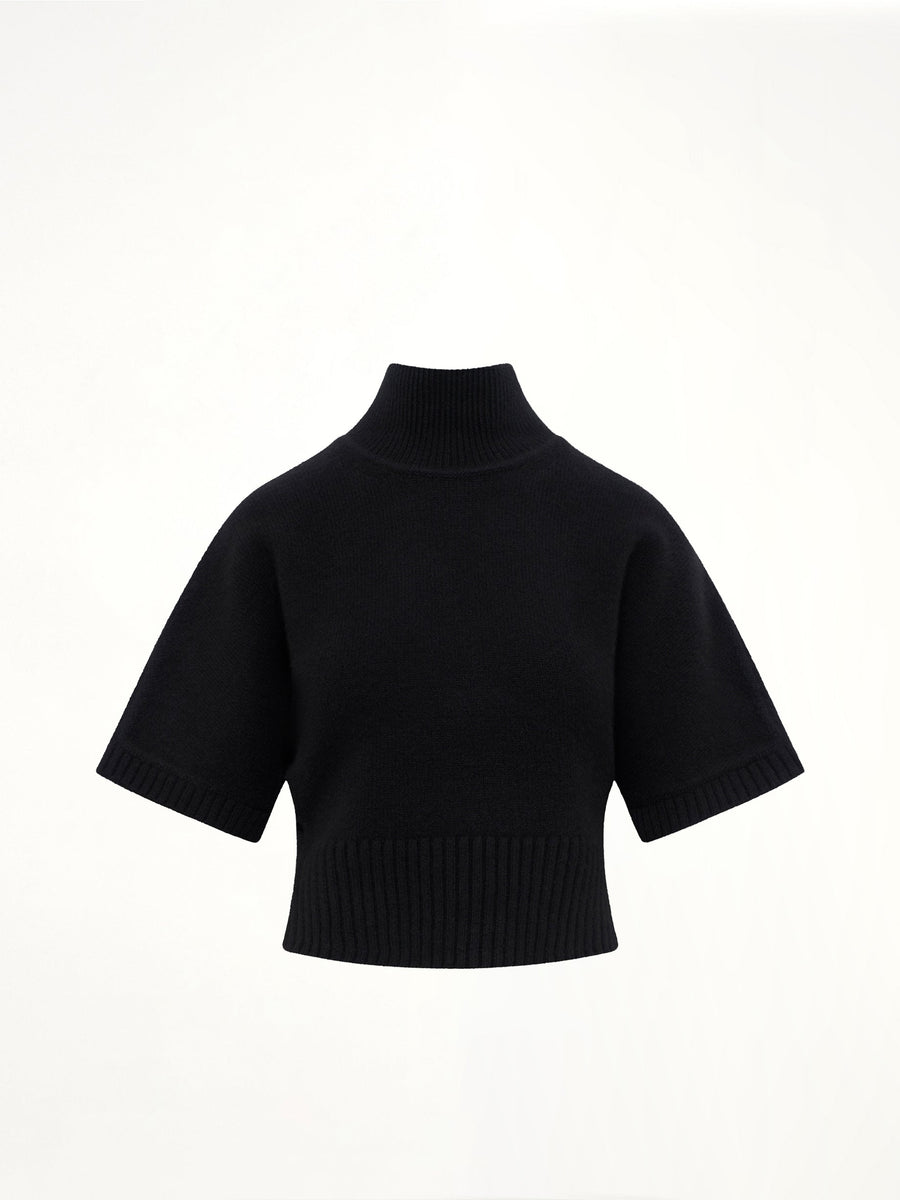 Cashmere Knit High Neck Jumper in Black