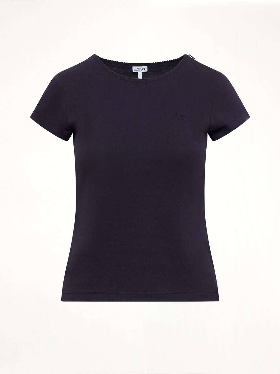 Debossed Small Fit T-Shirt in Navy Blue