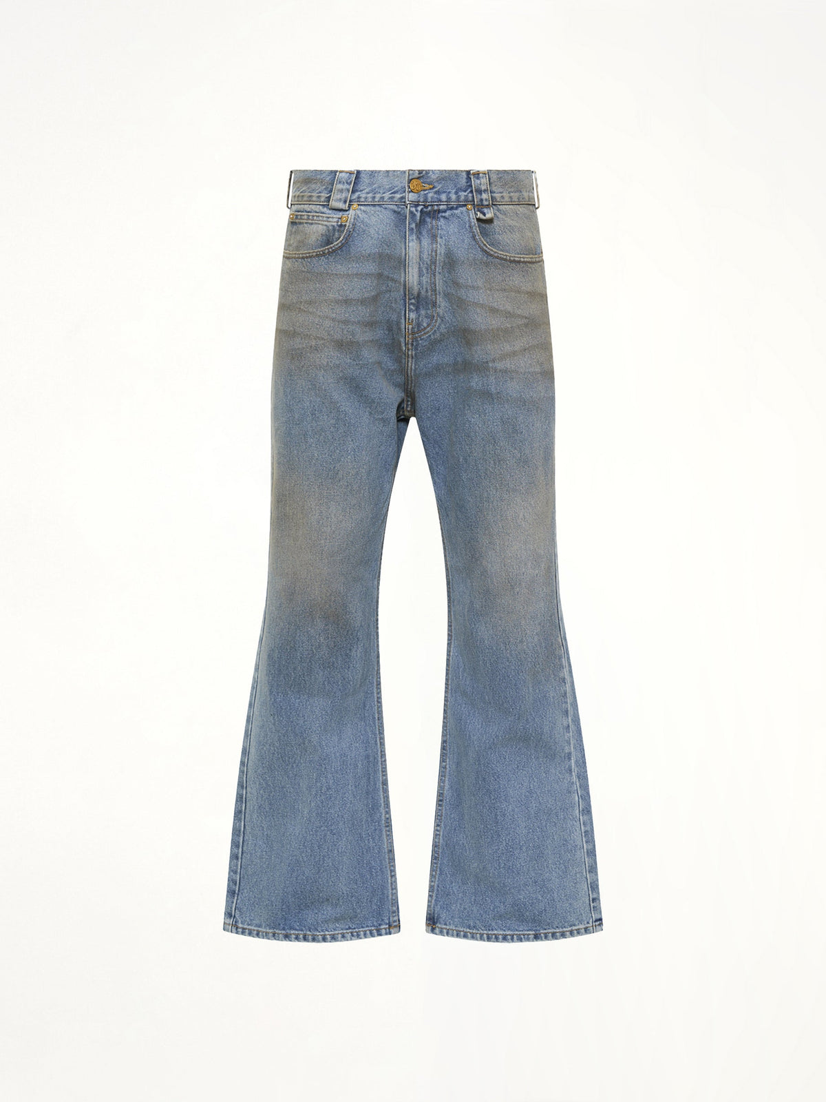 Flared Denim Jean in Blue Denim