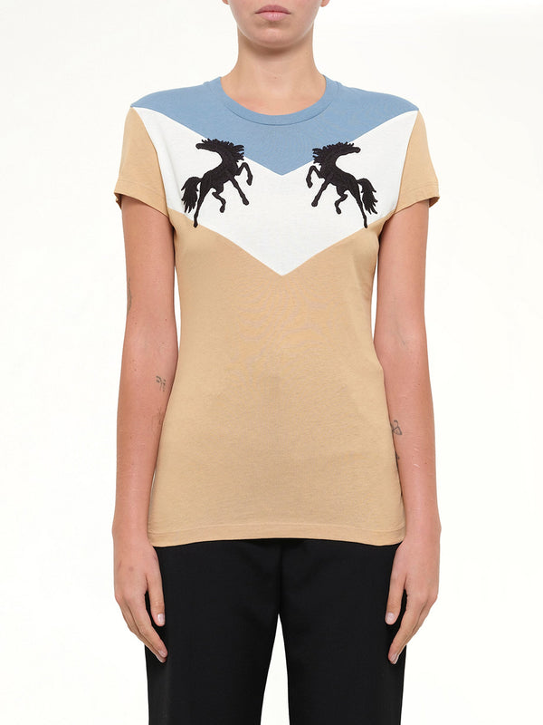 Twisting Horses T-Shirt in Beige