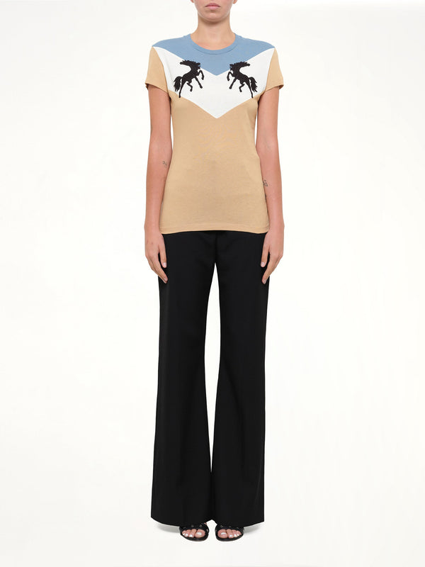 Twisting Horses T-Shirt in Beige