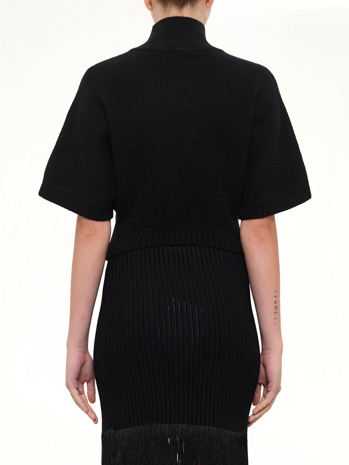 Cashmere Knit High Neck Jumper in Black