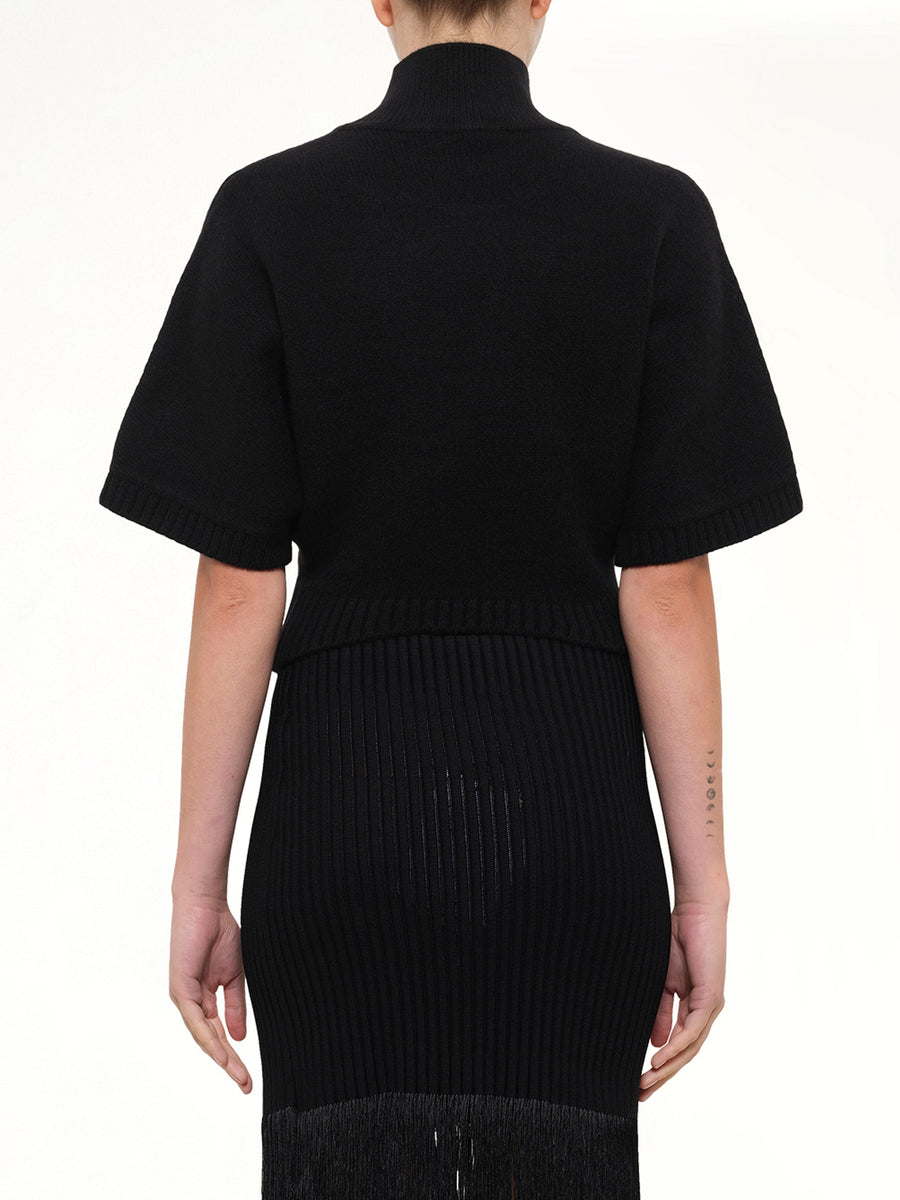 Cashmere Knit High Neck Jumper in Black