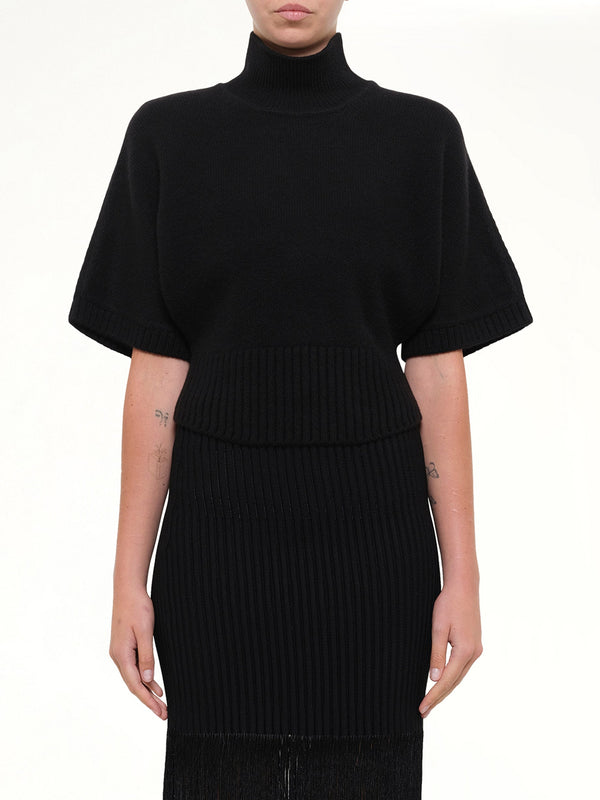 Cashmere Knit High Neck Jumper in Black