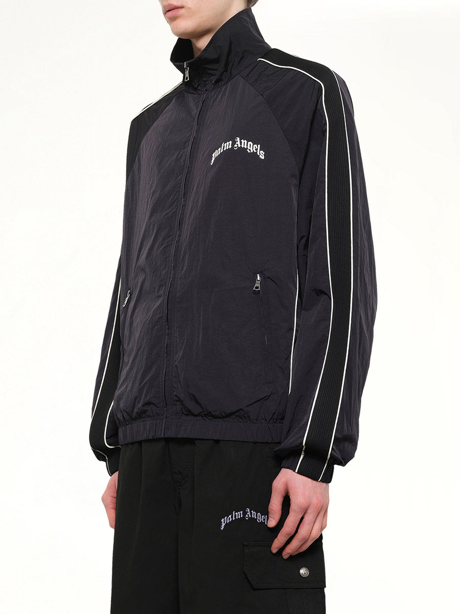 Curved Logo Windbreaker in Black/Off White