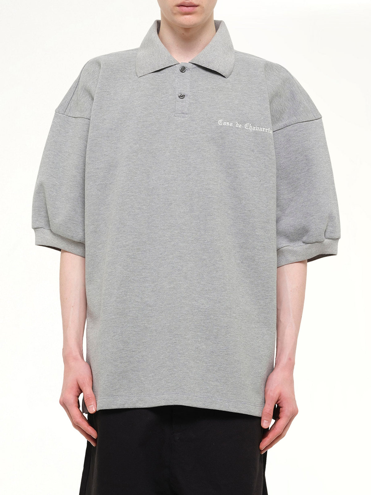 Football Polo in Heather Grey
