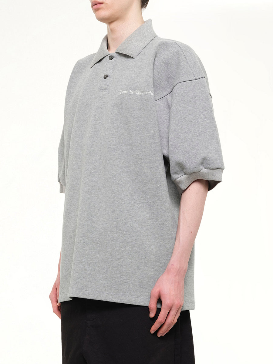 Football Polo in Heather Grey