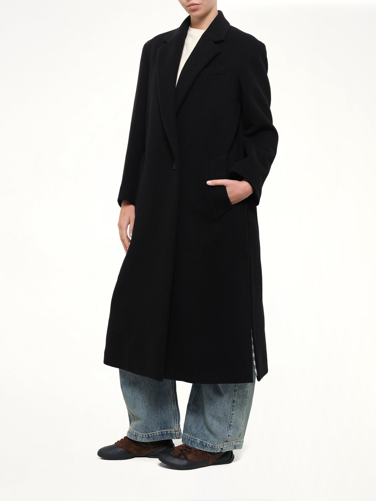 Wool Cashmere Coat in Black