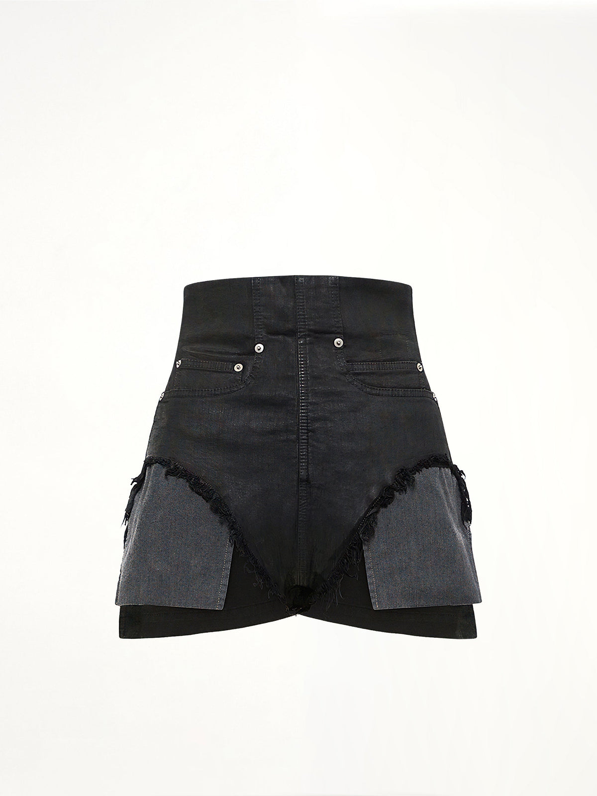 Stretch Denim Dirt Cutoffs in Black Wax
