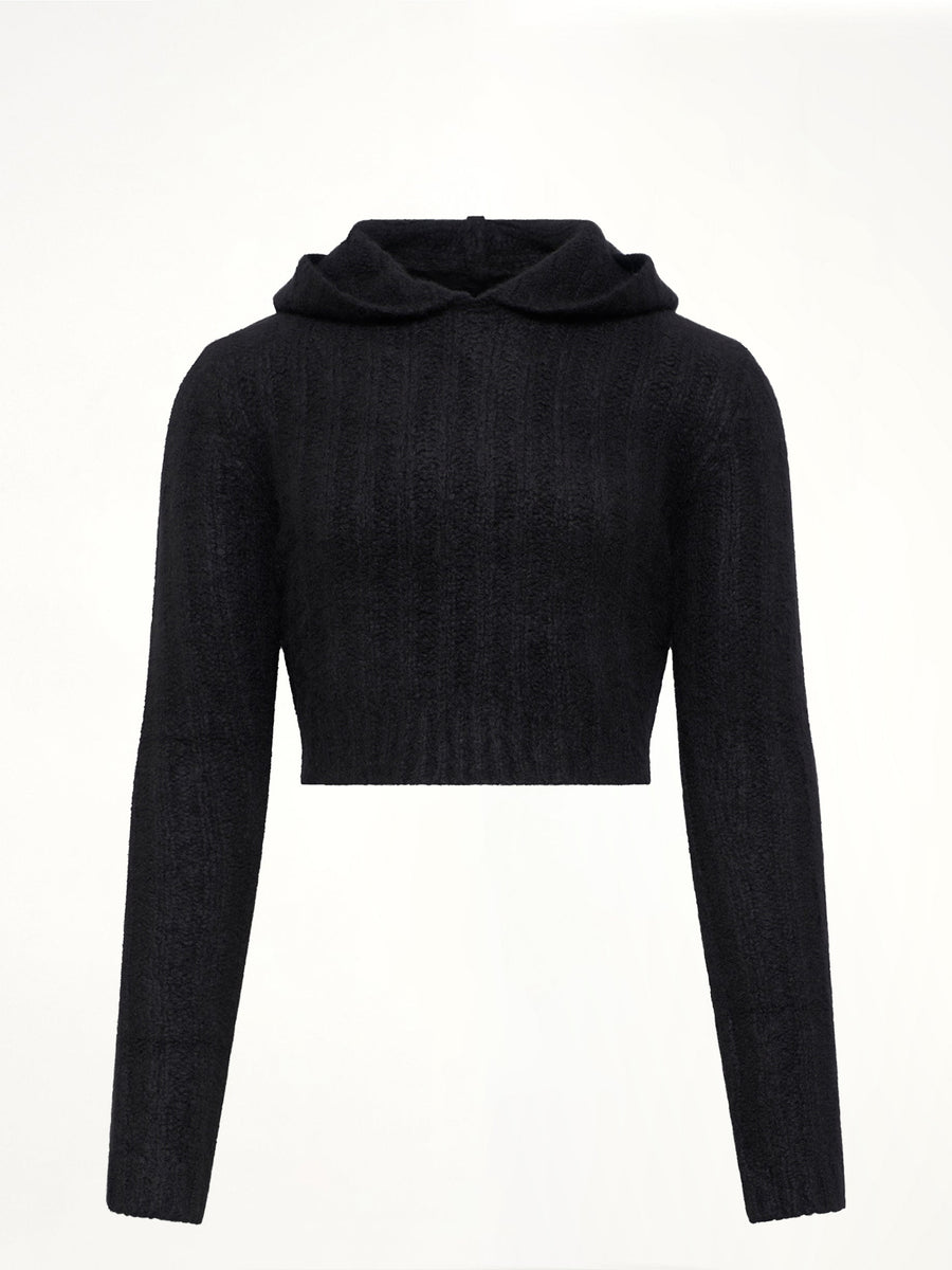 Tower Cropped Hooded Pull in Black