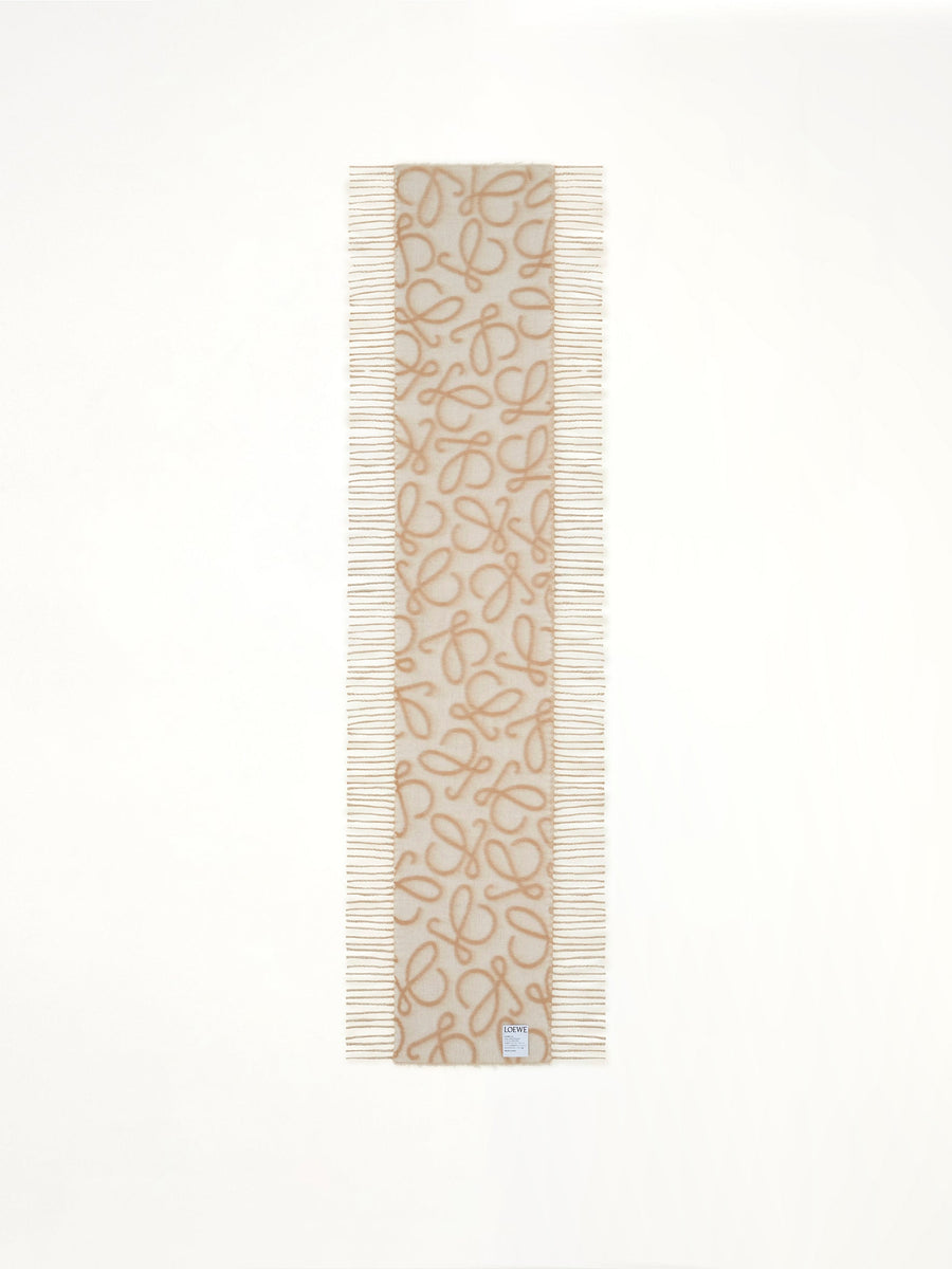 27X158 Anagram Alpaca Blend Scarf in Beige/White