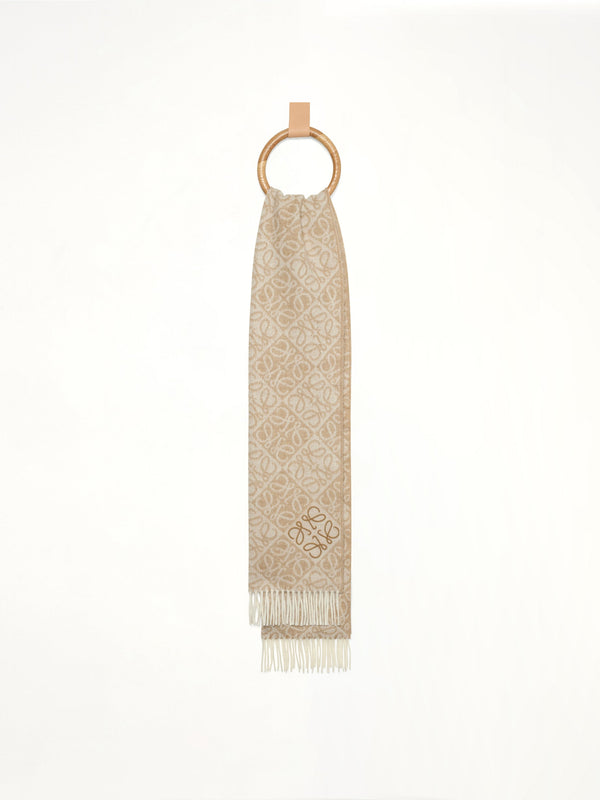 Anagram Wool Cashmere Scarf in Beige