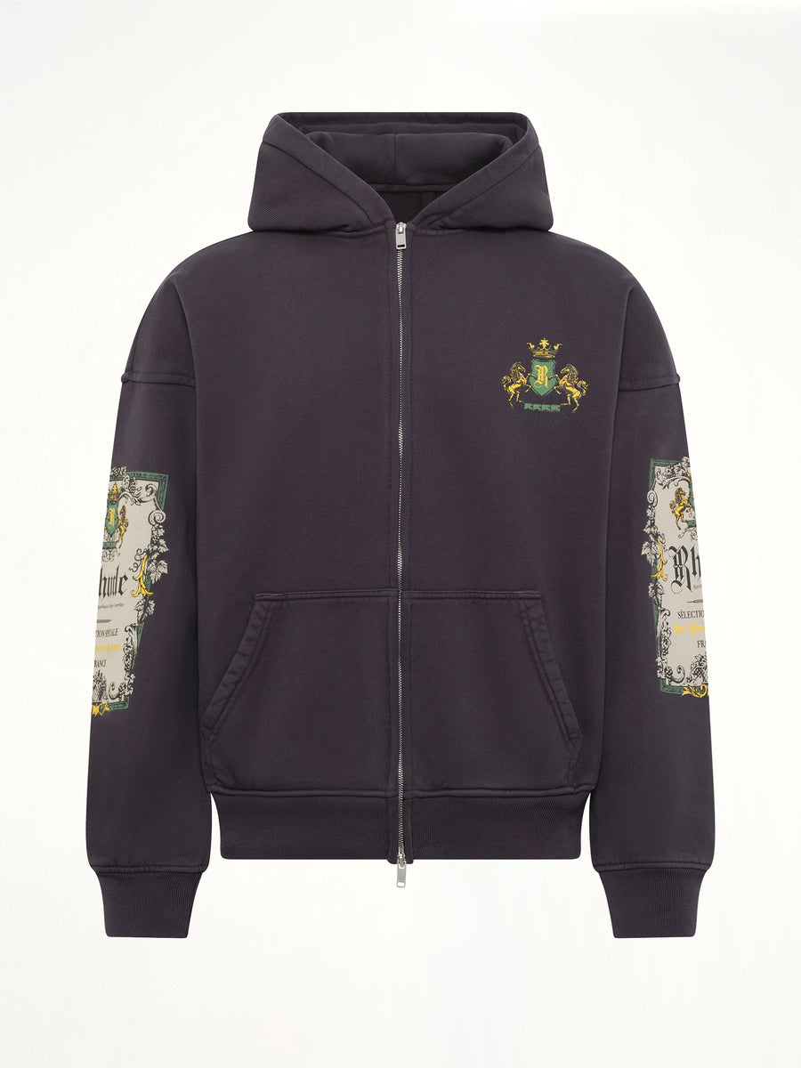 Bordeaux Reserve Zip Up Hoodie in Vintage Black/Green