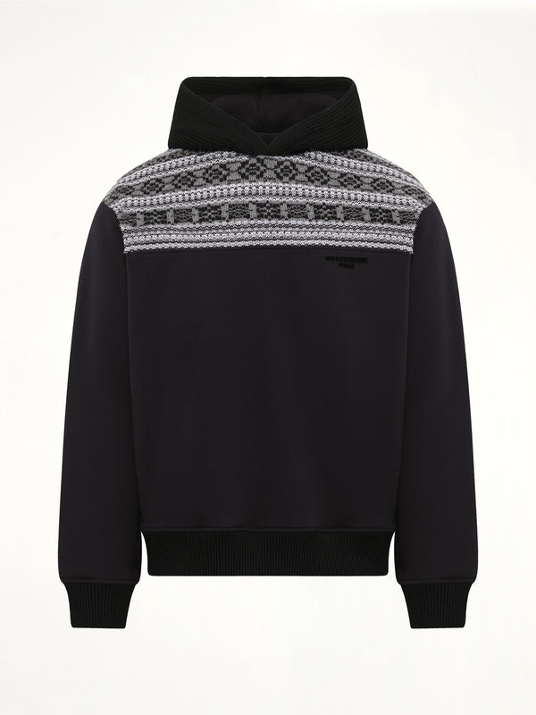 Chain Stitch Hoodie in Black