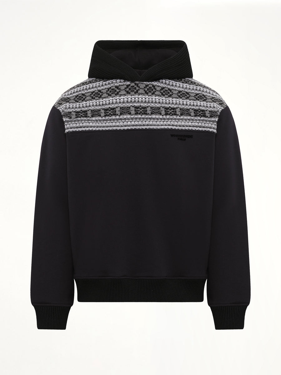 Chain Stitch Hoodie in Black