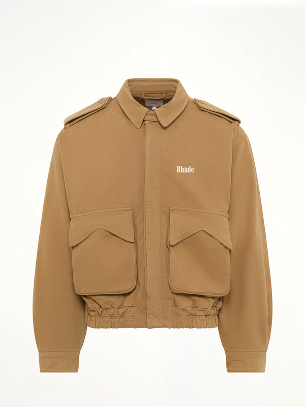 Rhude Logo Cotton Pilot Jacket in Tan