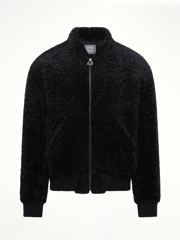 Velvet Bomber Jacket in Navy