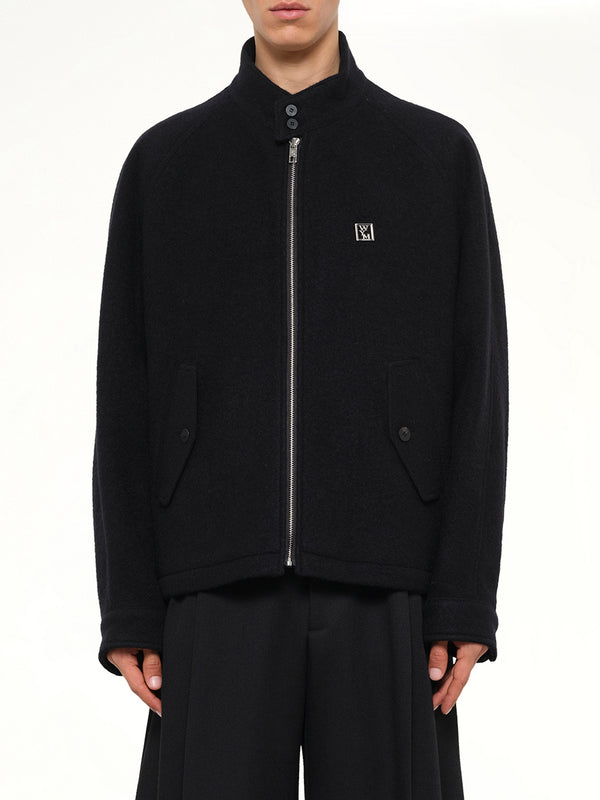 Alpaca Zipped Blouson in Black