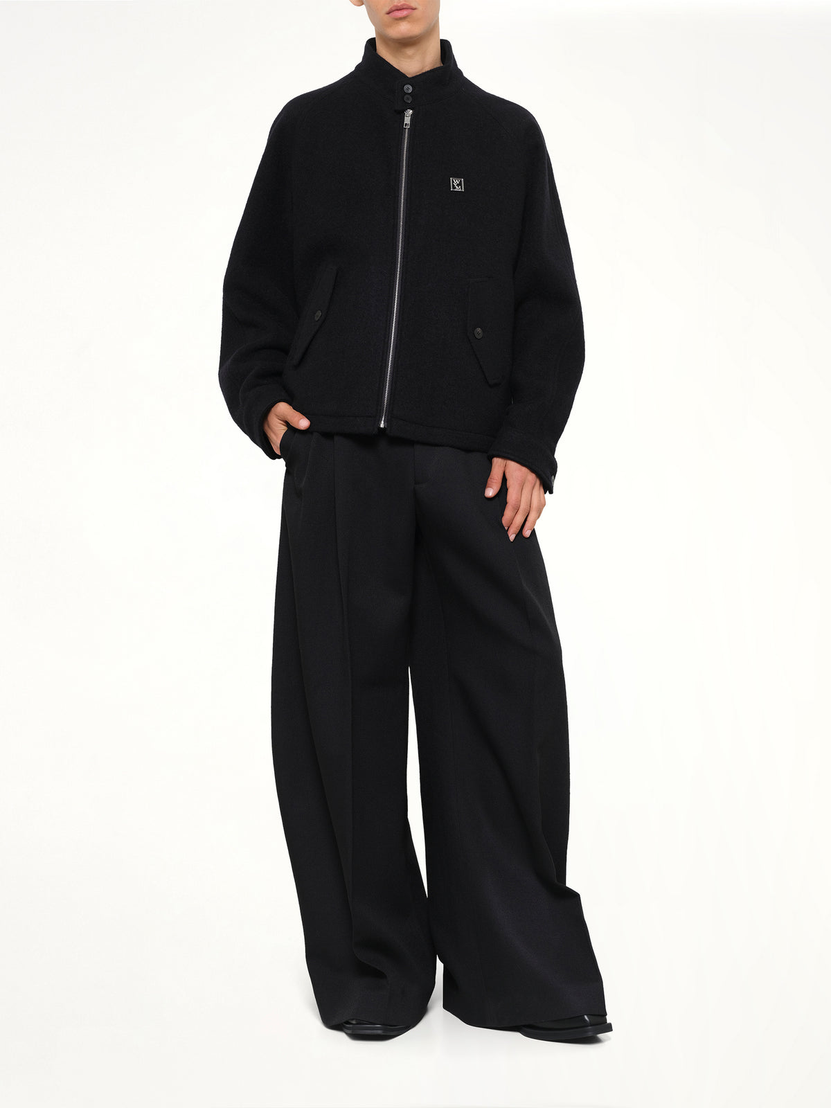 Alpaca Zipped Blouson in Black