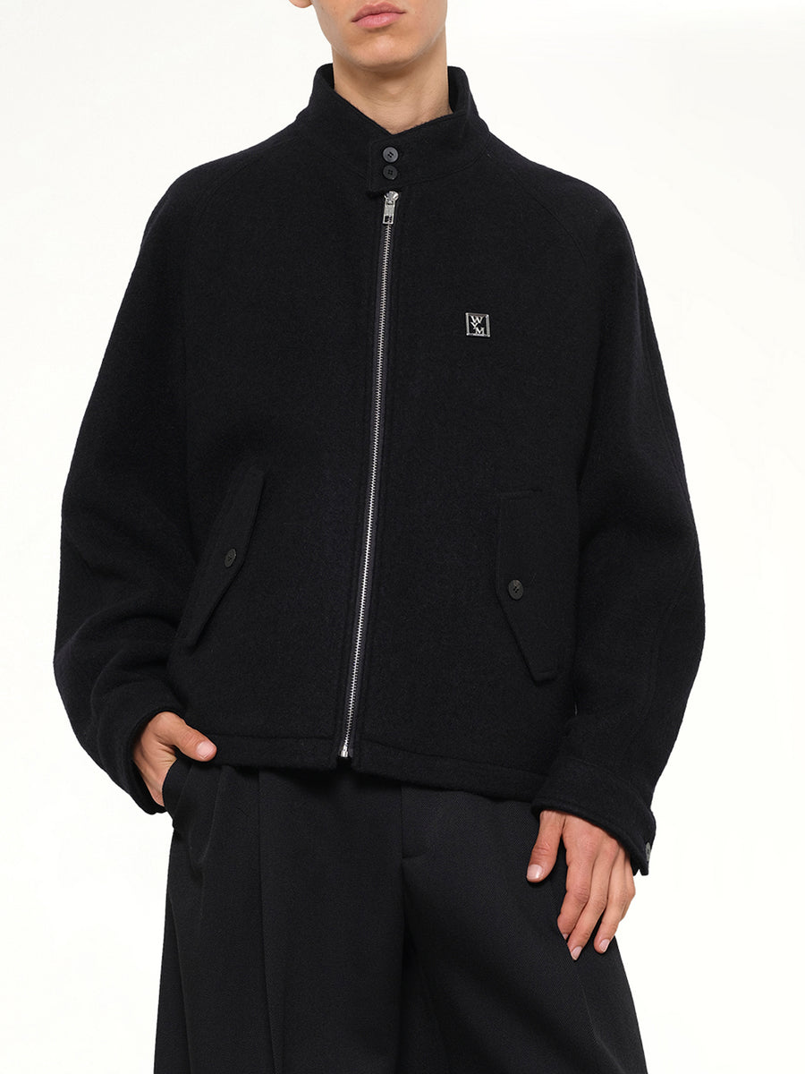 Alpaca Zipped Blouson in Black