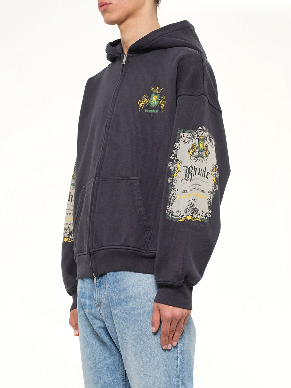 Bordeaux Reserve Zip Up Hoodie in Vintage Black/Green