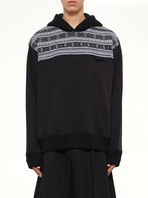 Chain Stitch Hoodie in Black
