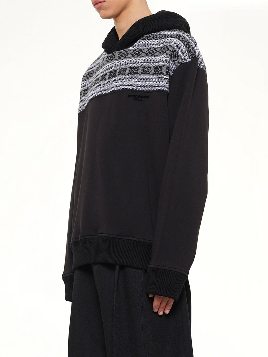 Chain Stitch Hoodie in Black