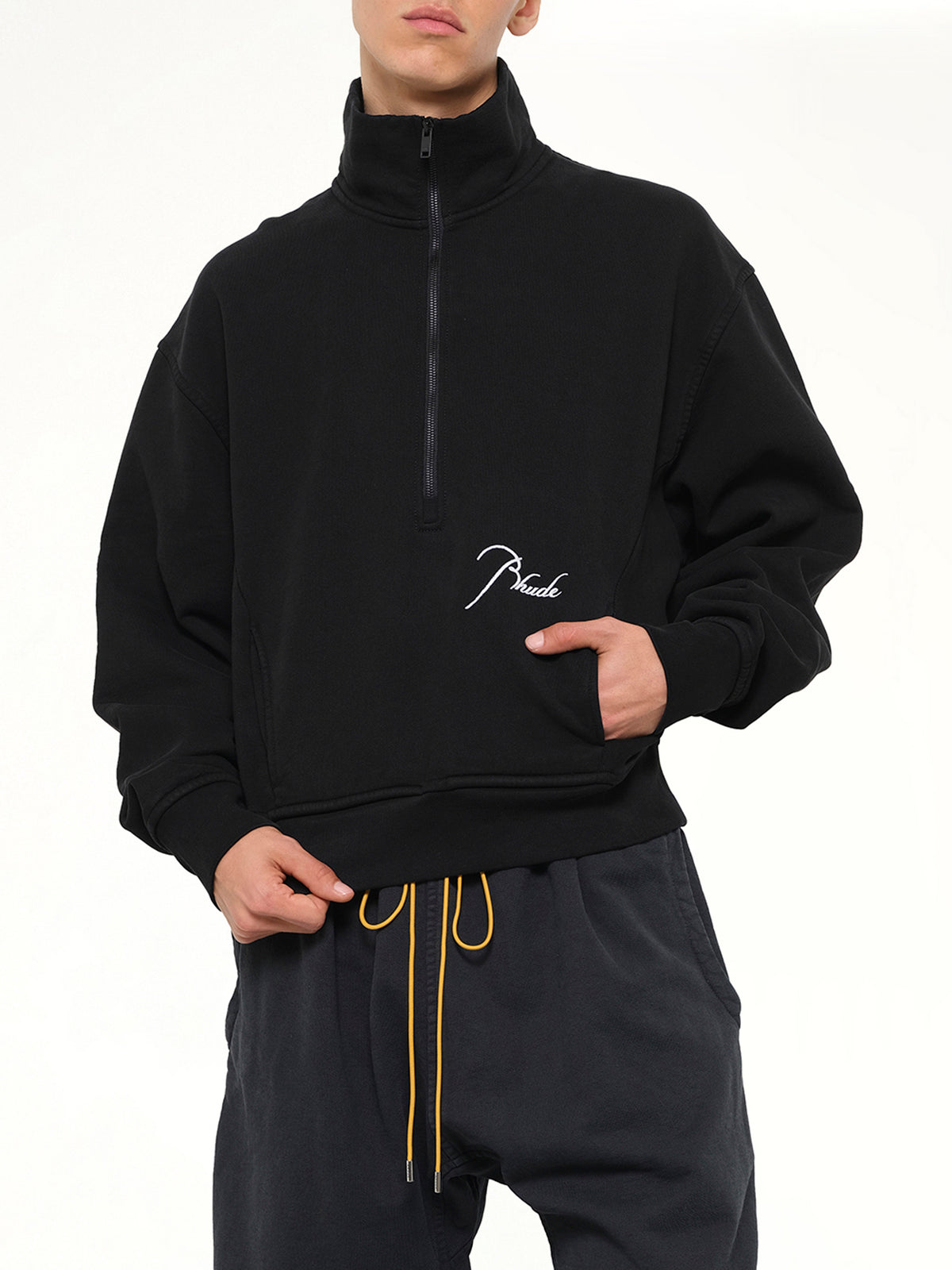 Classique Half Zip Sweatshirt in Black/White