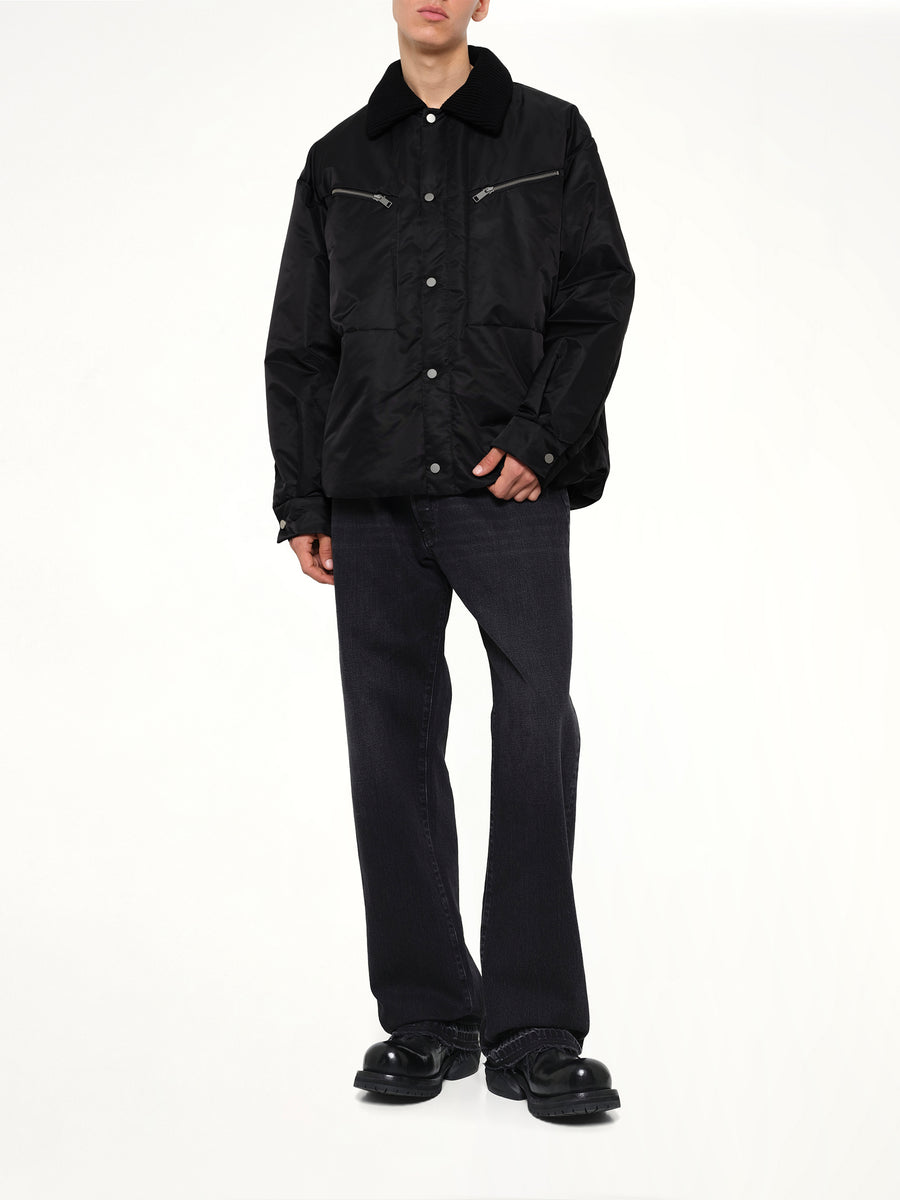 Down Shirt Jacket in Black