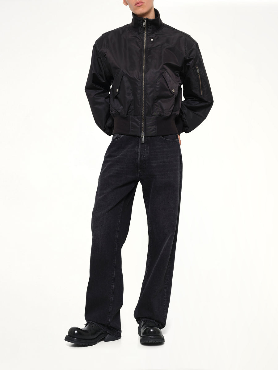 Echo Nylon Bomber Jacket in Black