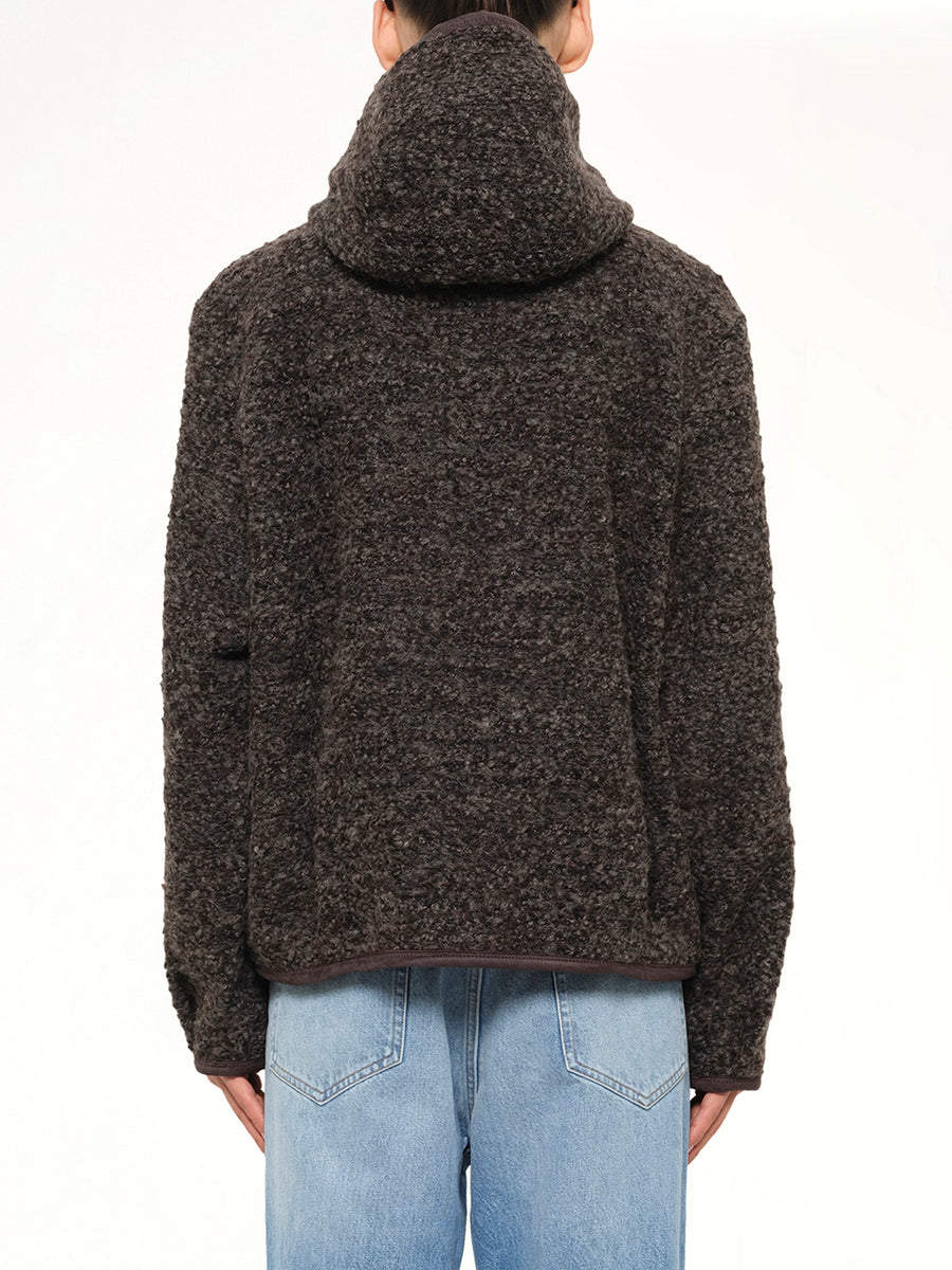 Fur Zipped Hoodie in Mud