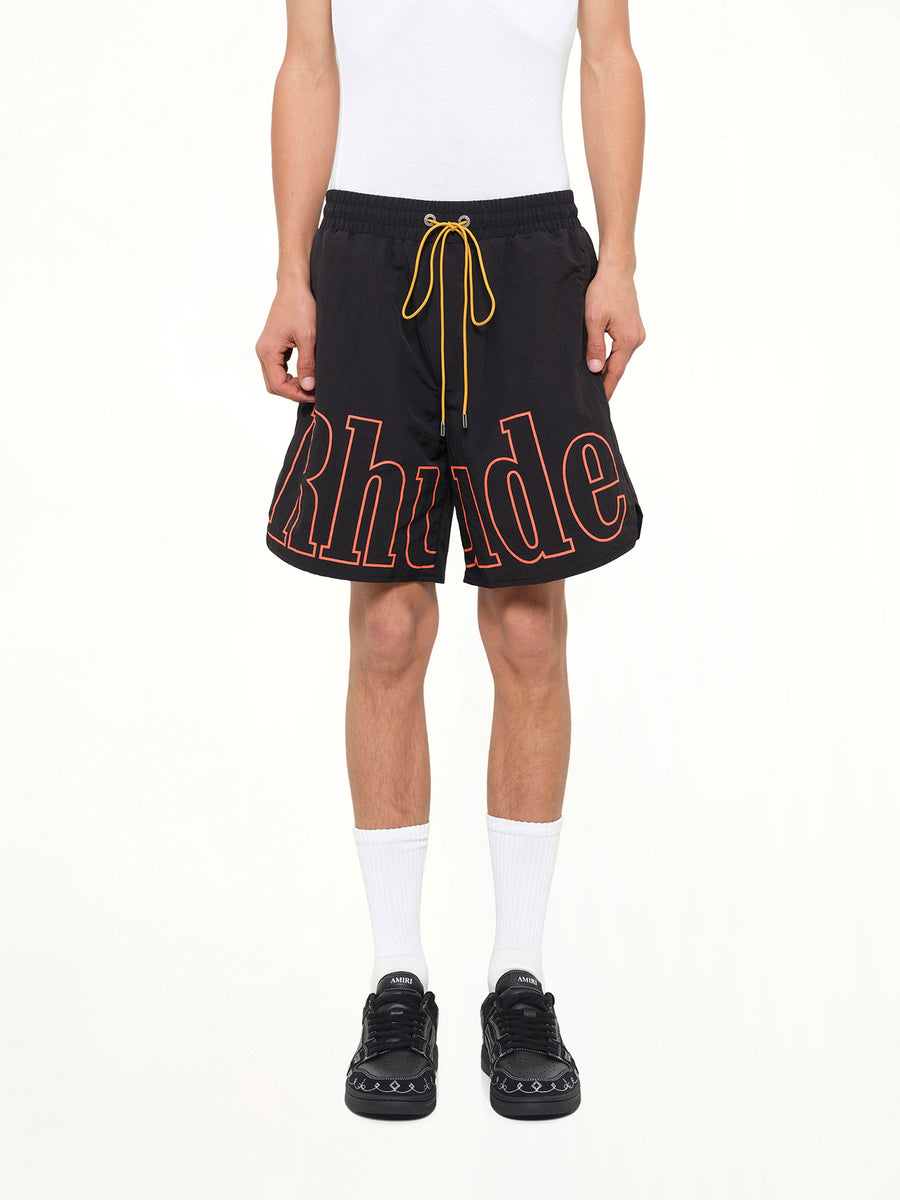 Logo Track Short in Black/Orange