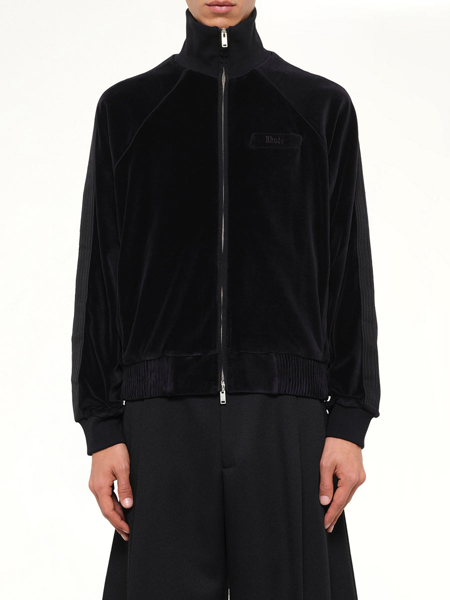 Madera Velour Track Jacket in Black