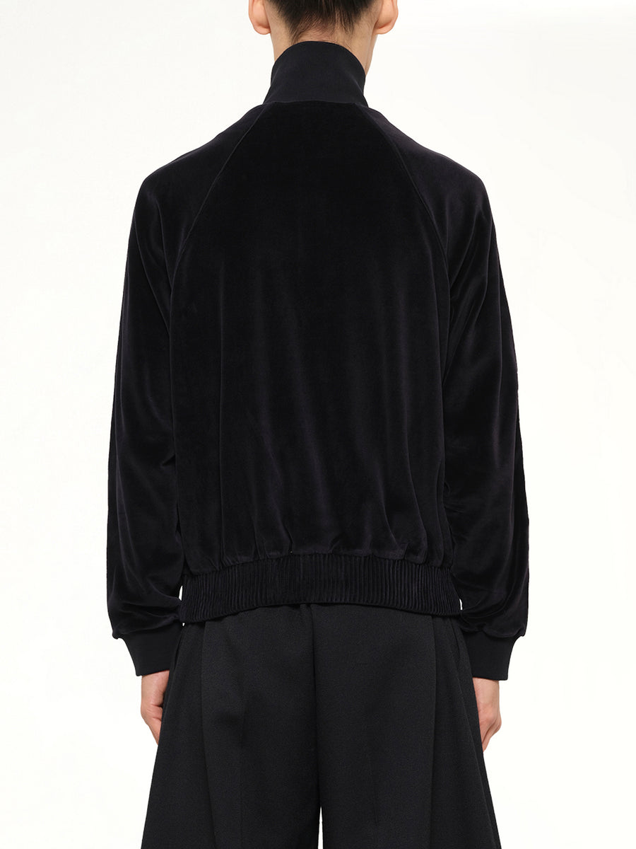 Madera Velour Track Jacket in Black