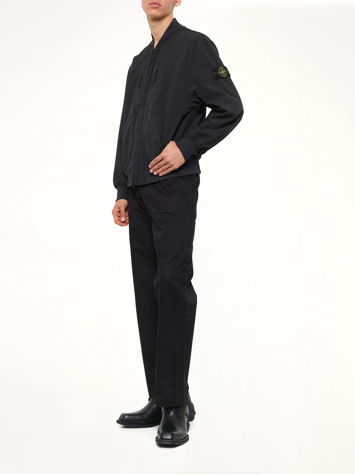 Q100006 Soft Shell Bomber Jacket in Black