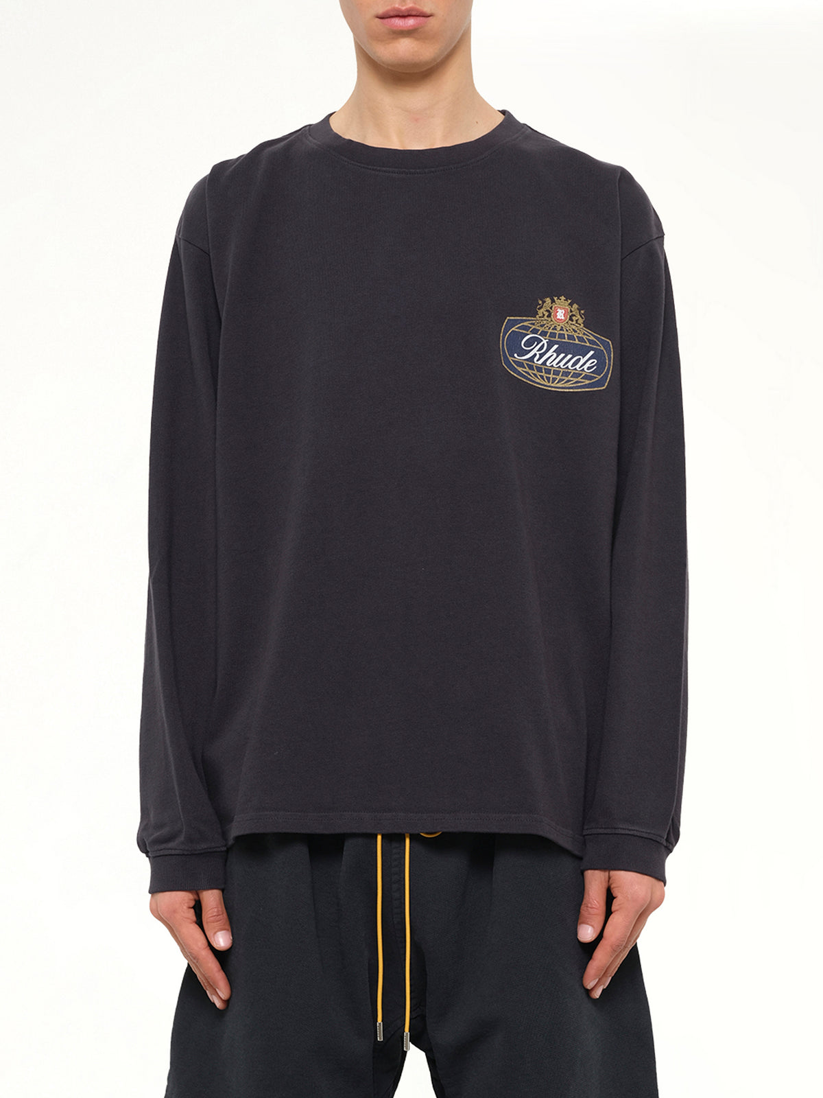 Rhude Safari Crest LS T-Shirt in Vintage Black