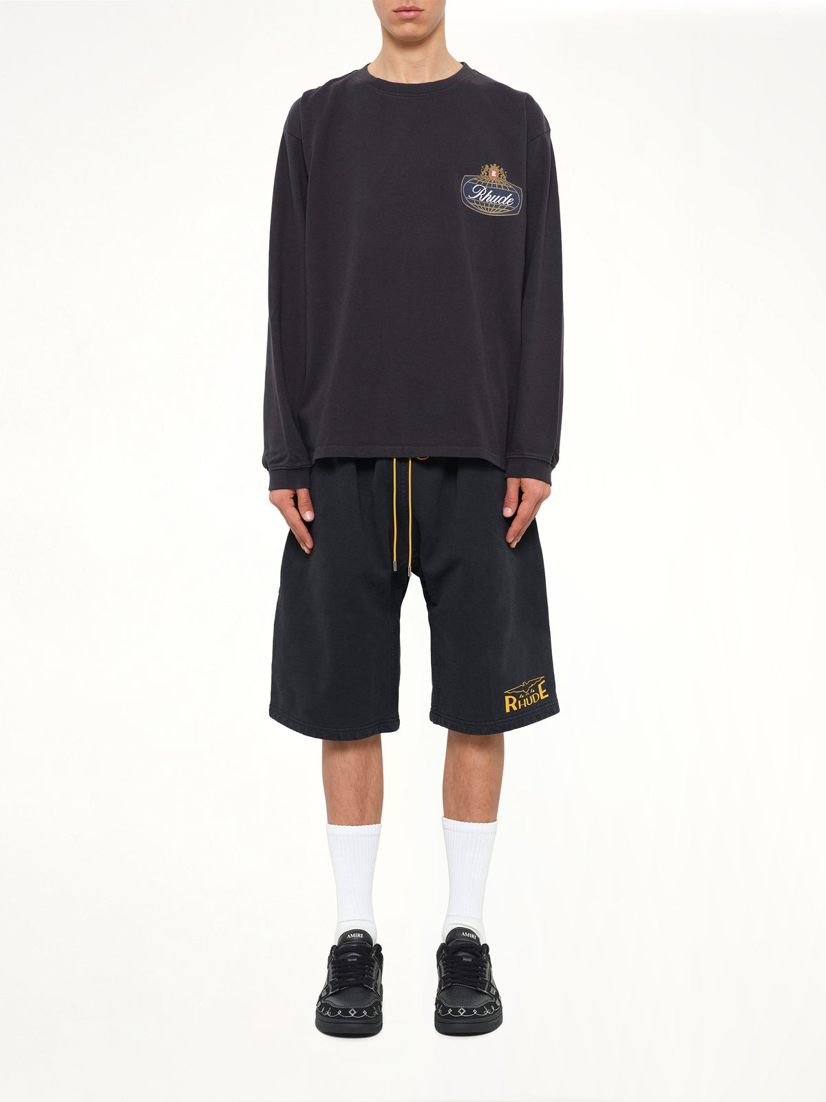 Rhude Safari Crest LS T-Shirt in Vintage Black