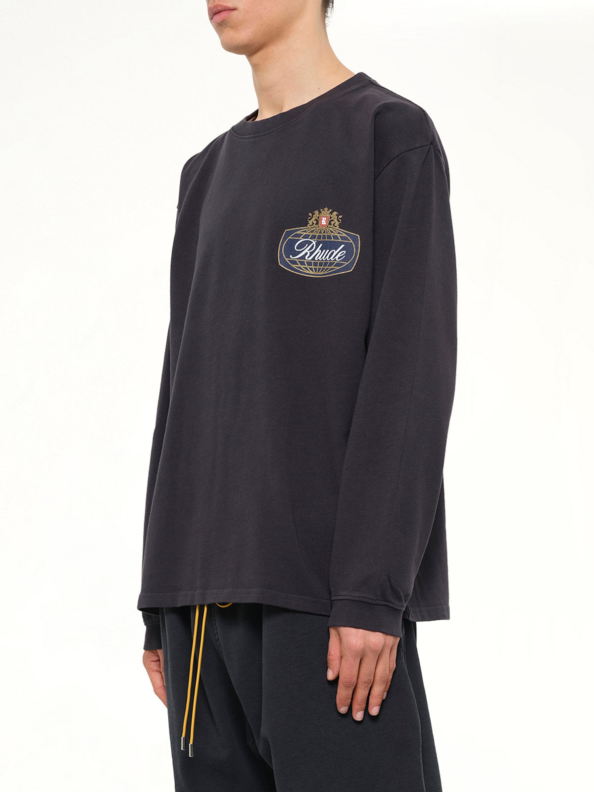 Rhude Safari Crest LS T-Shirt in Vintage Black