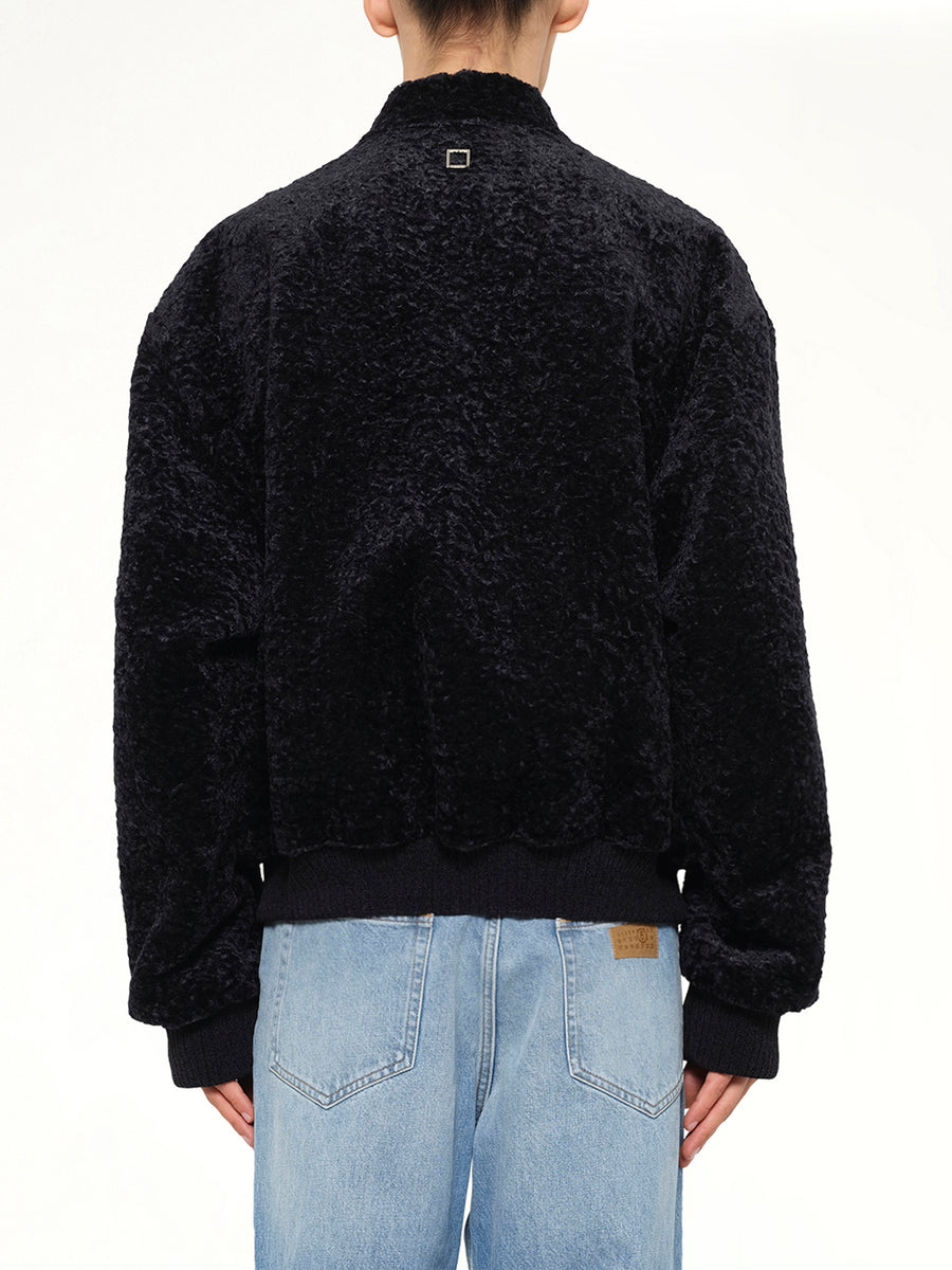 Velvet Bomber Jacket in Navy